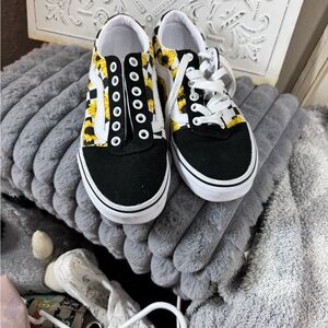 Vans Kids Black and Yellow Floral Sneakers